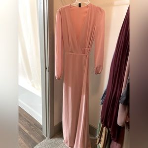 Light pink maxi wrap dress